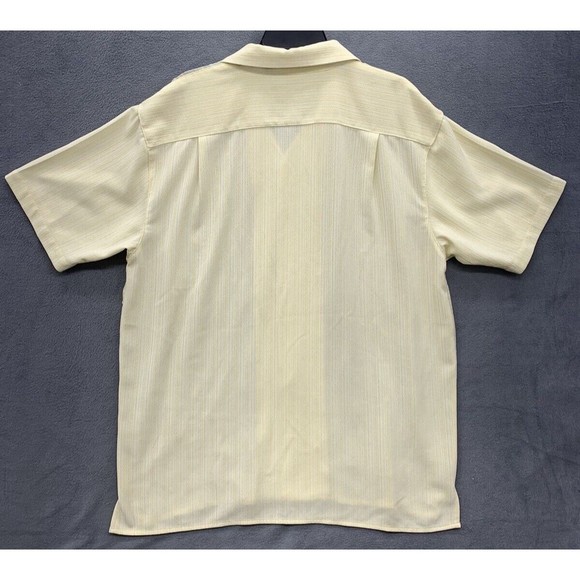 Pronti Button Down Shirt Men's Size XL Yellow Short Sleeve Embroidered Design - Picture 2 of 14